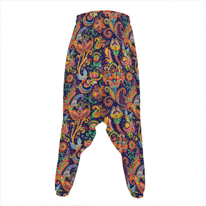 Colorful Indian Paisley Pattern Print Hammer Pants