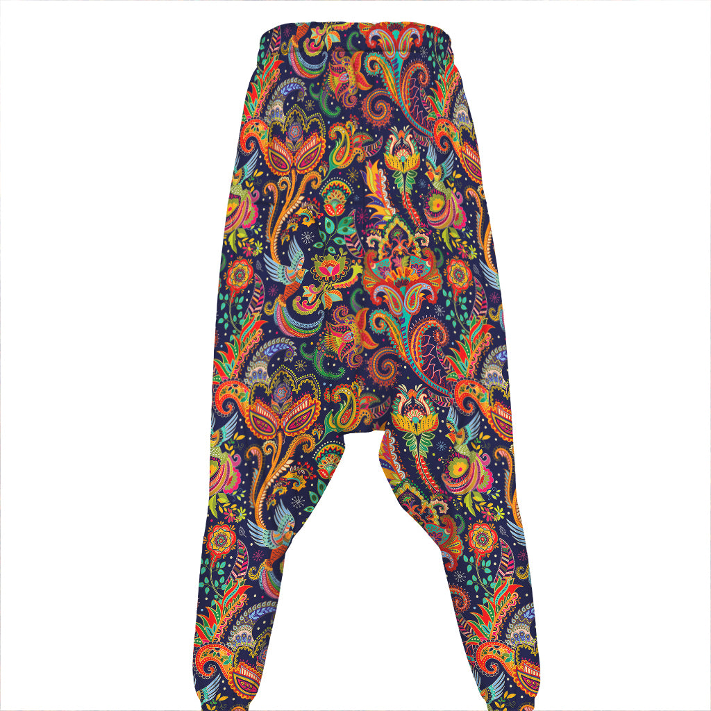 Colorful Indian Paisley Pattern Print Hammer Pants