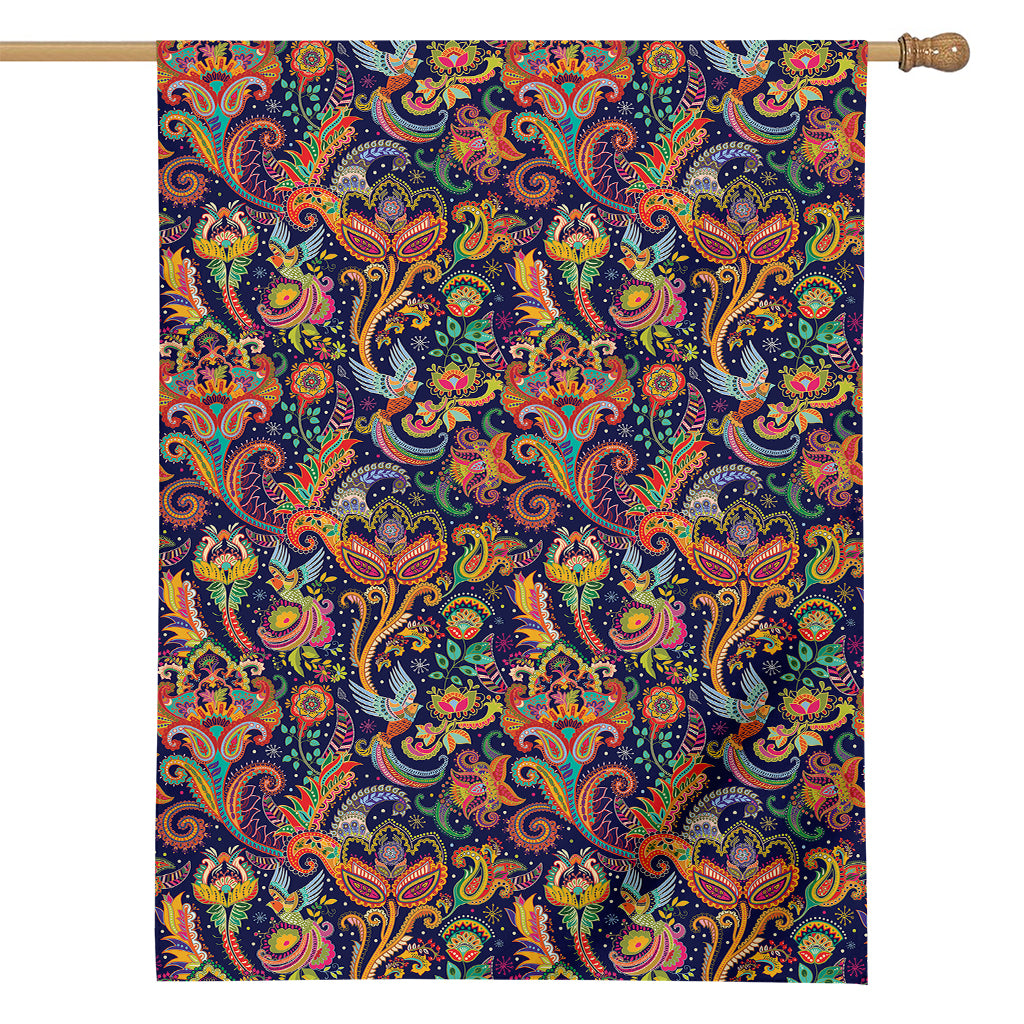 Colorful Indian Paisley Pattern Print House Flag