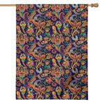 Colorful Indian Paisley Pattern Print House Flag