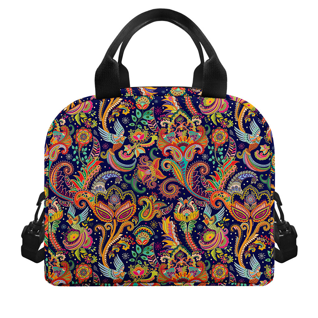 Colorful Indian Paisley Pattern Print Insulated Lunch Bag