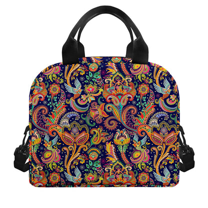 Colorful Indian Paisley Pattern Print Insulated Lunch Bag