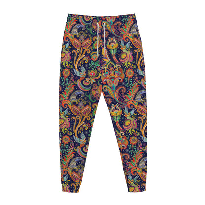 Colorful Indian Paisley Pattern Print Jogger Pants