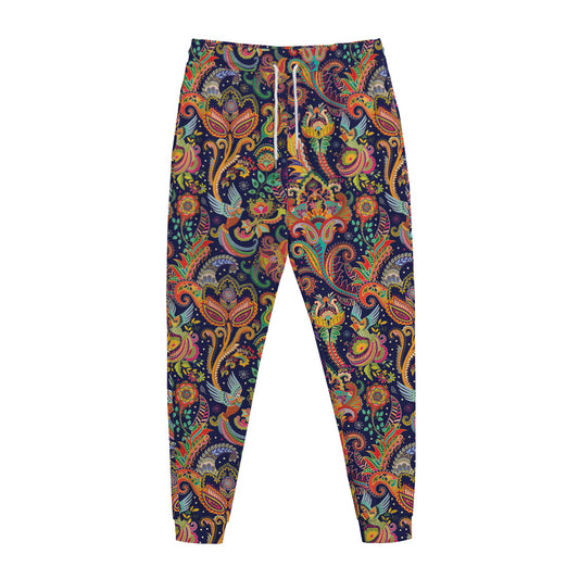 Colorful Indian Paisley Pattern Print Jogger Pants