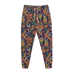 Colorful Indian Paisley Pattern Print Jogger Pants