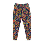 Colorful Indian Paisley Pattern Print Jogger Pants