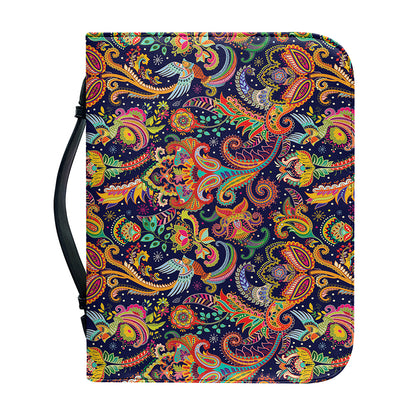 Colorful Indian Paisley Pattern Print Leather Bible Cover