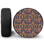 Colorful Indian Paisley Pattern Print Leather Spare Tire Cover