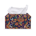 Colorful Indian Paisley Pattern Print Leather Tissue Box Cover