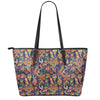 Colorful Indian Paisley Pattern Print Leather Tote Bag