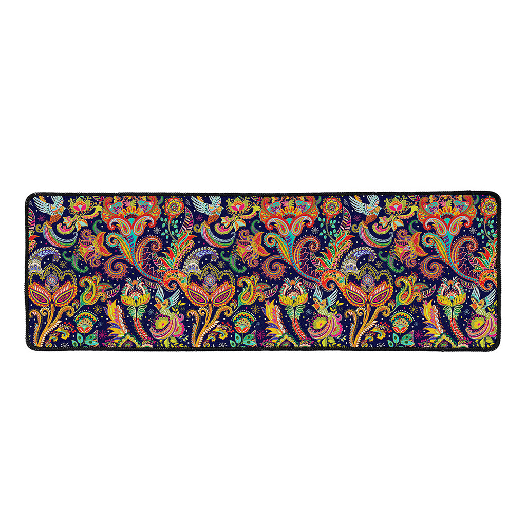 Colorful Indian Paisley Pattern Print Long Kitchen Mat