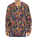 Colorful Indian Paisley Pattern Print Long Sleeve Baseball Jersey