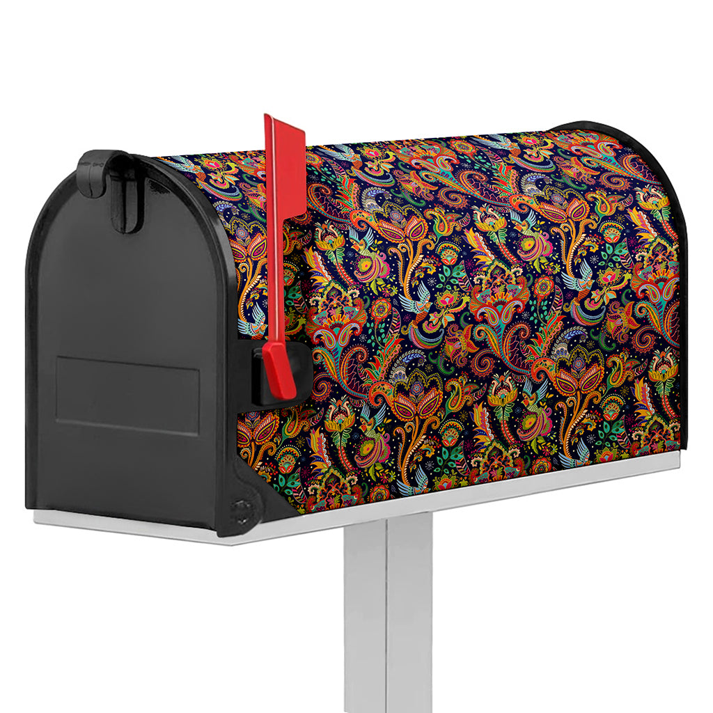 Colorful Indian Paisley Pattern Print Mailbox Cover