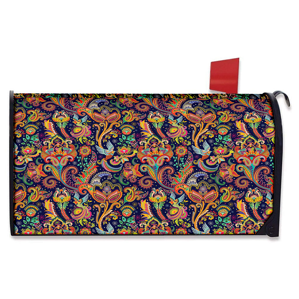 Colorful Indian Paisley Pattern Print Mailbox Cover