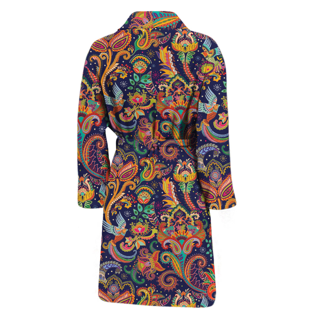 Colorful Indian Paisley Pattern Print Men's Bathrobe
