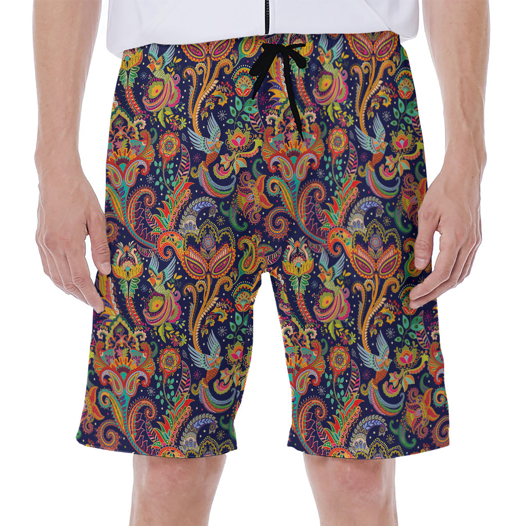 Colorful Indian Paisley Pattern Print Men's Beach Shorts