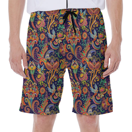 Colorful Indian Paisley Pattern Print Men's Beach Shorts