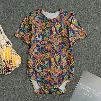 Colorful Indian Paisley Pattern Print Men's Bodysuit