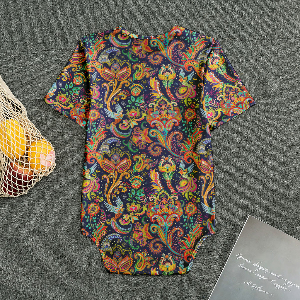 Colorful Indian Paisley Pattern Print Men's Bodysuit