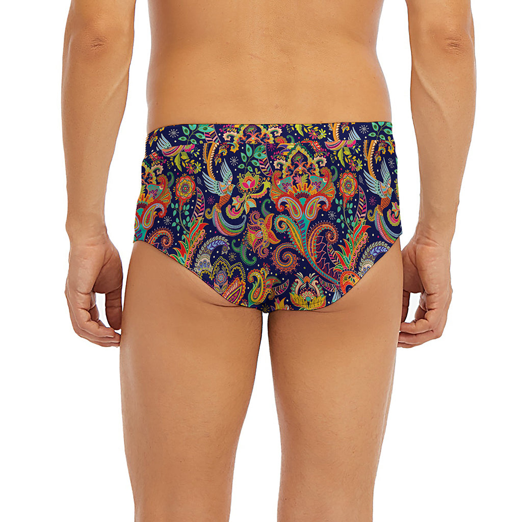 Colorful Indian Paisley Pattern Print Men's Briefs