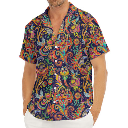 Colorful Indian Paisley Pattern Print Men's Deep V-Neck Shirt