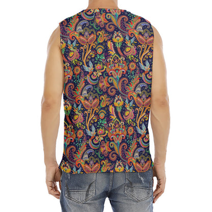 Colorful Indian Paisley Pattern Print Men's Fitness Tank Top