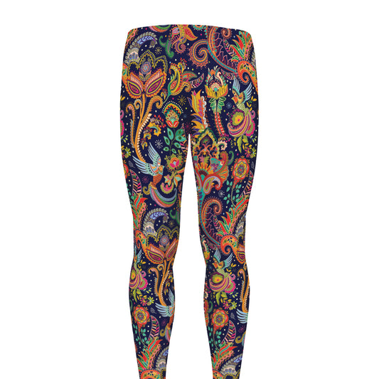 Colorful Indian Paisley Pattern Print Men's leggings