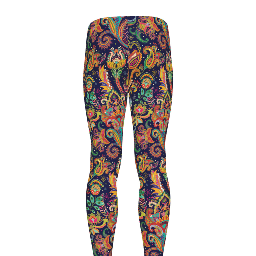 Colorful Indian Paisley Pattern Print Men's leggings