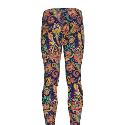 Colorful Indian Paisley Pattern Print Men's leggings