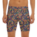 Colorful Indian Paisley Pattern Print Men's Long Boxer Briefs