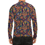 Colorful Indian Paisley Pattern Print Men's Long Sleeve Rash Guard