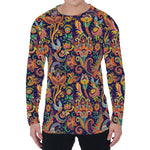 Colorful Indian Paisley Pattern Print Men's Long Sleeve T-Shirt