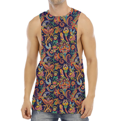 Colorful Indian Paisley Pattern Print Men's Muscle Tank Top