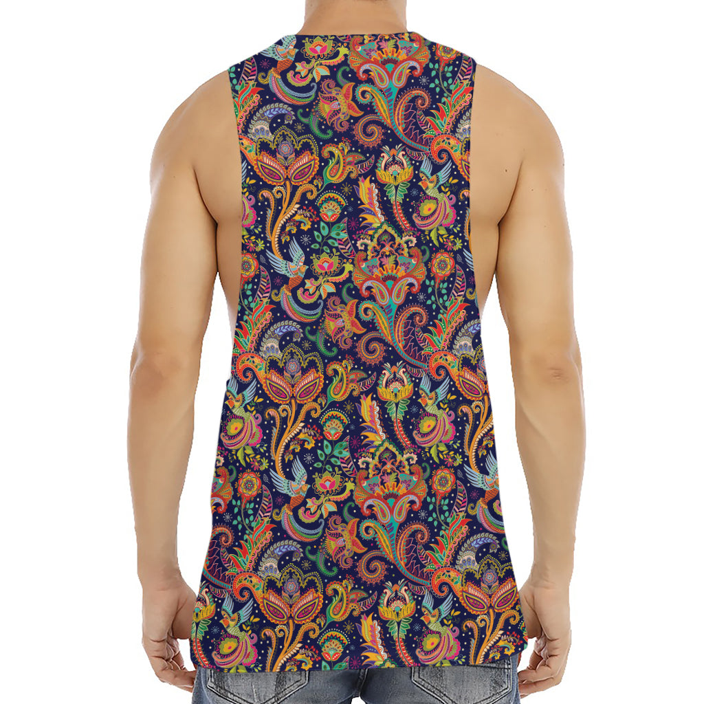 Colorful Indian Paisley Pattern Print Men's Muscle Tank Top