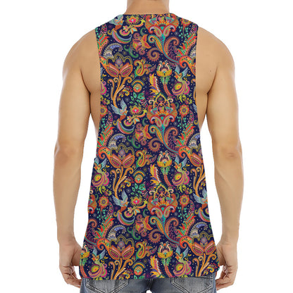 Colorful Indian Paisley Pattern Print Men's Muscle Tank Top