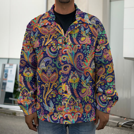 Colorful Indian Paisley Pattern Print Men's Shirt Jacket