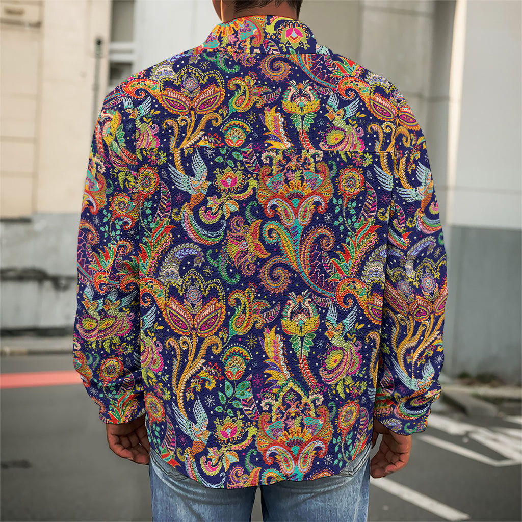 Colorful Indian Paisley Pattern Print Men's Shirt Jacket