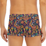 Colorful Indian Paisley Pattern Print Men's Short Boxer Briefs
