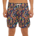 Colorful Indian Paisley Pattern Print Men's Split Running Shorts