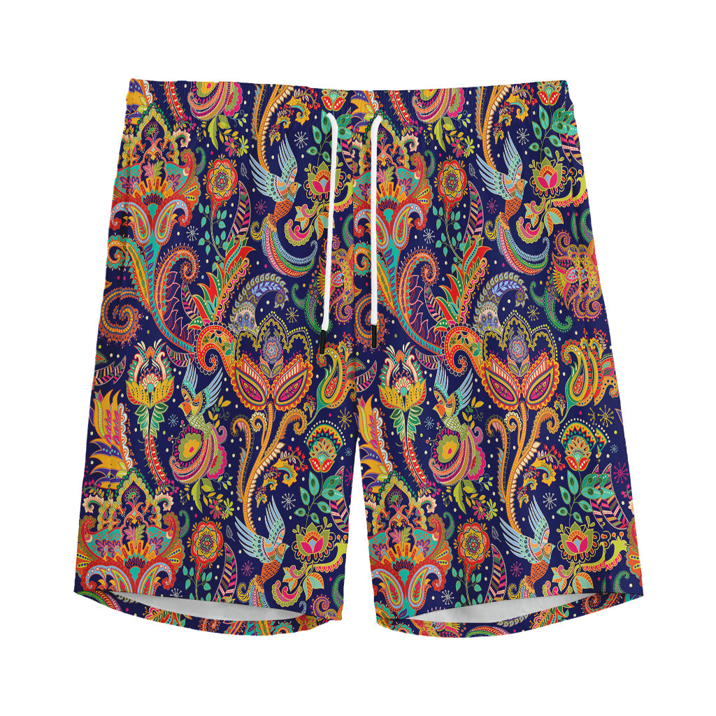Colorful Indian Paisley Pattern Print Men's Sports Shorts