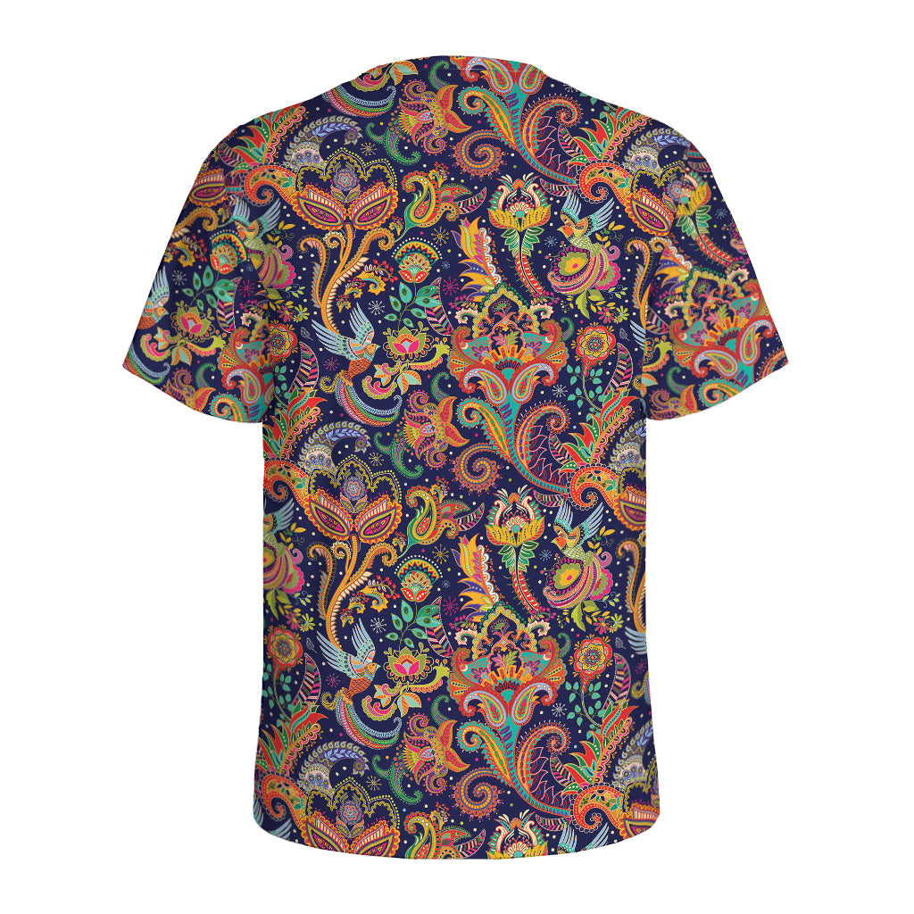 Colorful Indian Paisley Pattern Print Men's Sports T-Shirt
