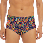 Colorful Indian Paisley Pattern Print Men's Triangle Swim Briefs