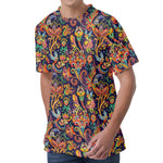 Colorful Indian Paisley Pattern Print Men's Velvet T-Shirt