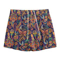 Colorful Indian Paisley Pattern Print Mesh Shorts