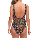 Colorful Indian Paisley Pattern Print One Piece Swimsuit