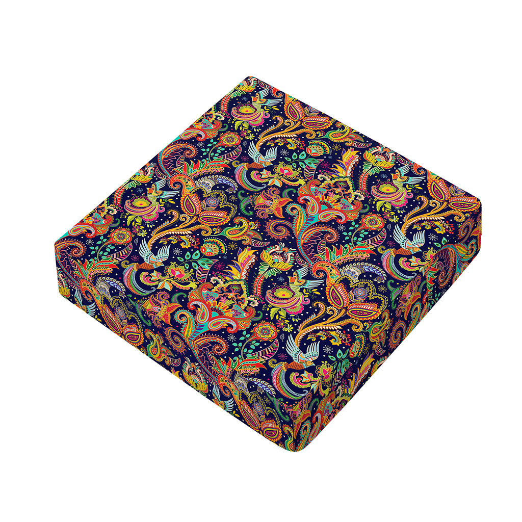 Colorful Indian Paisley Pattern Print Outdoor Seat Cushion Cover