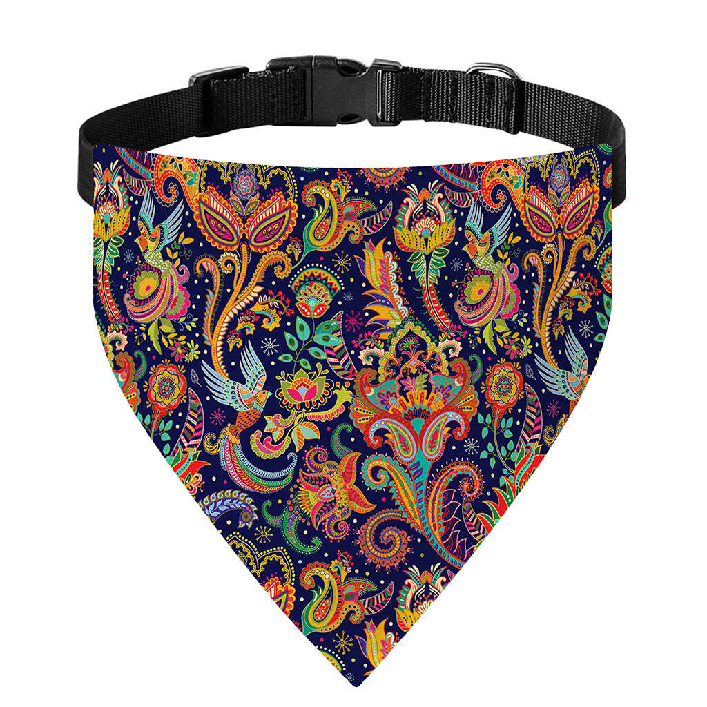 Colorful Indian Paisley Pattern Print Over The Collar Dog Bandana