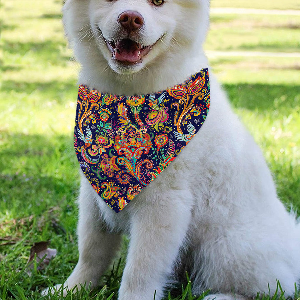 Colorful Indian Paisley Pattern Print Over The Collar Dog Bandana