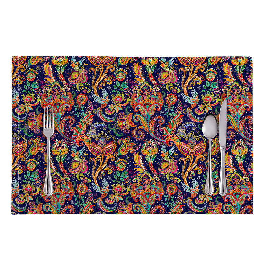 Colorful Indian Paisley Pattern Print Placemat