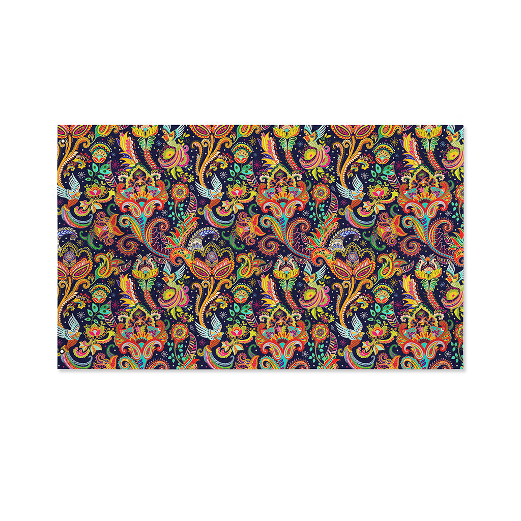 Colorful Indian Paisley Pattern Print Polyester Flag